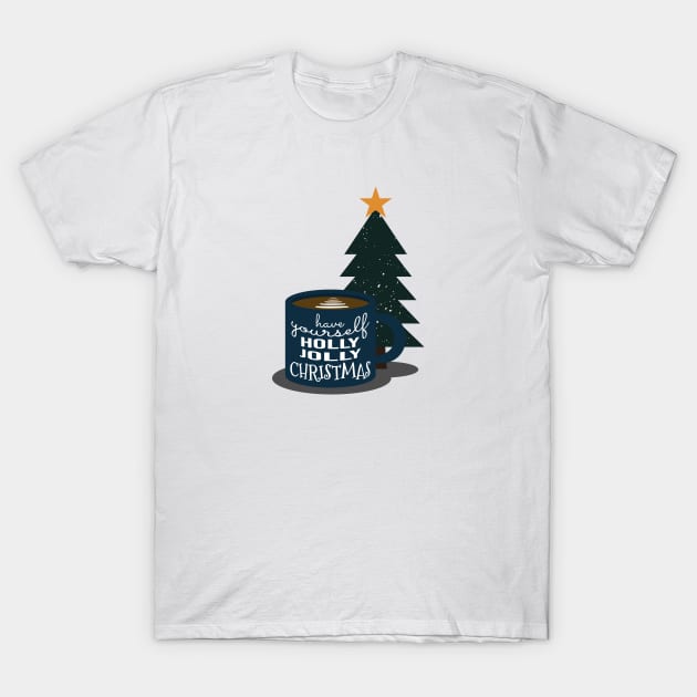 Christmas Hot Cocoa Beverage with Christmas Tree T-Shirt by notami